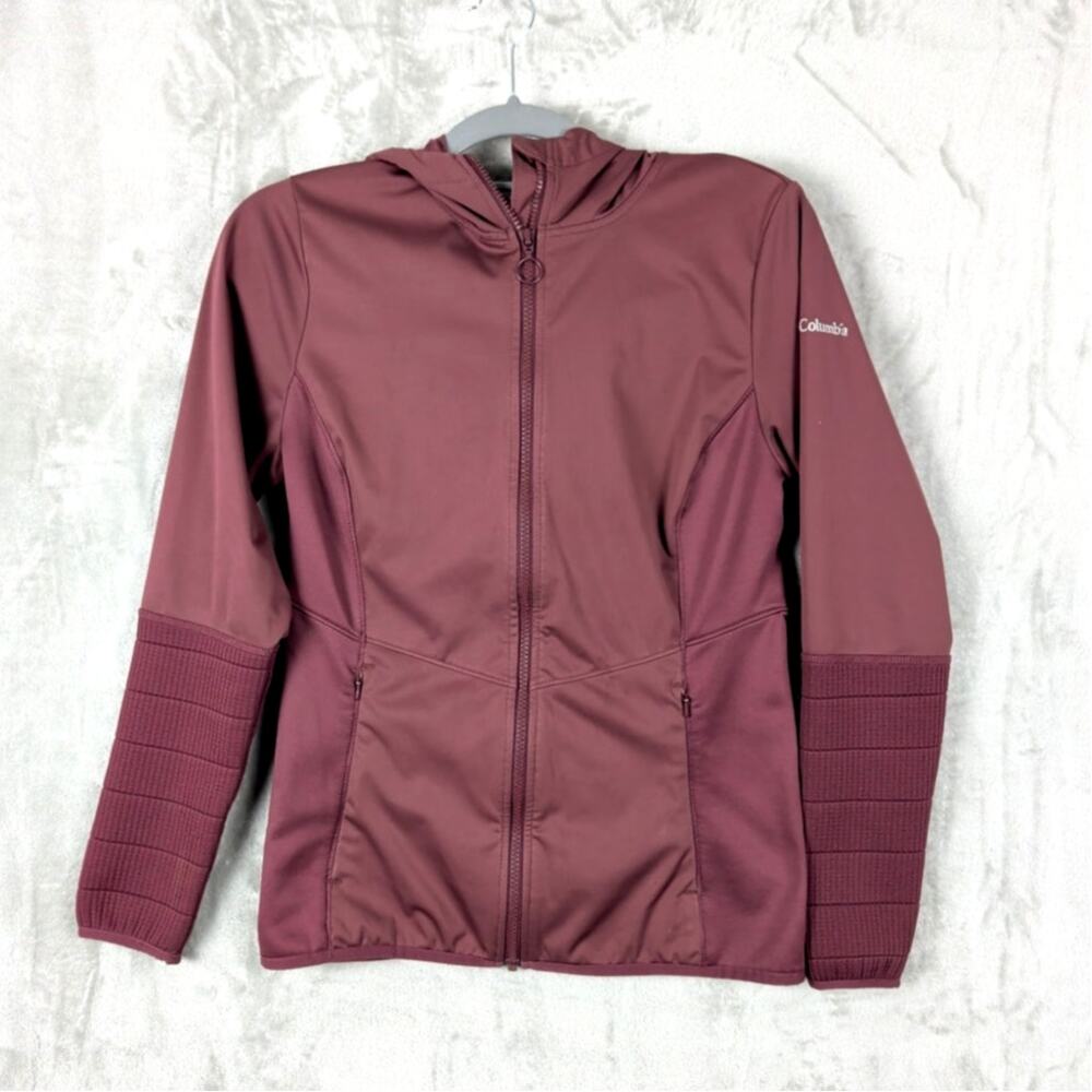 Columbia Women's Performance Softshell Jacket Hooded Athleisure Small Burgundy